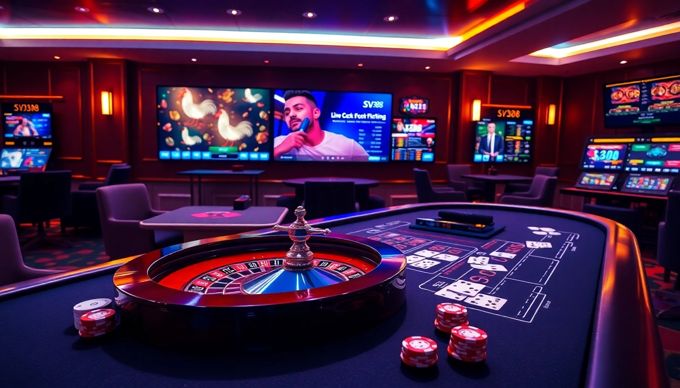 SV388 gamblers enjoying a thrilling online betting experience at a stylish gaming table.
