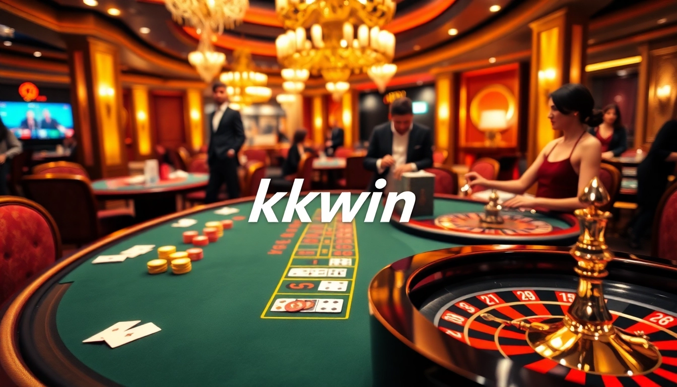 Engage in thrilling games at kkwin casino with lively blackjack tables and vibrant poker chips.
