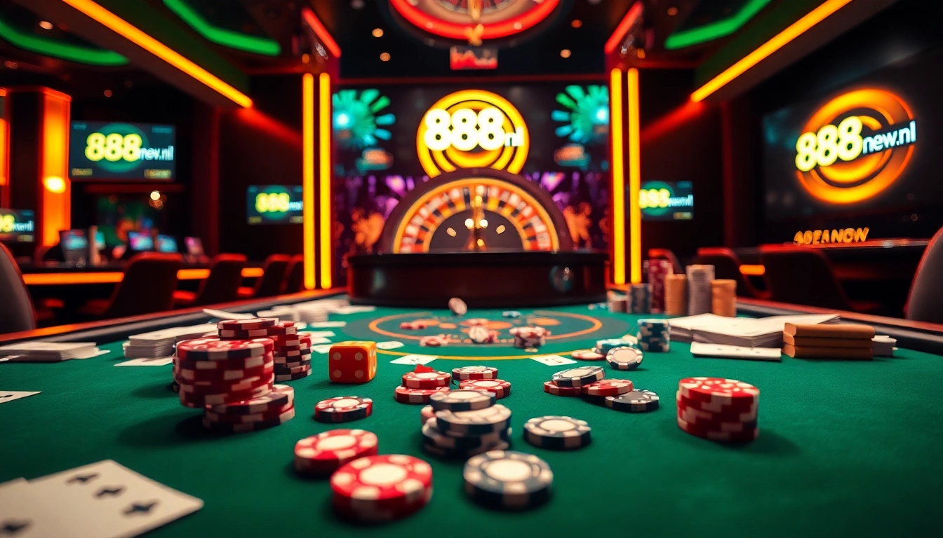 Playing poker at 888new.nl with vibrant casino elements enhancing the gaming experience.