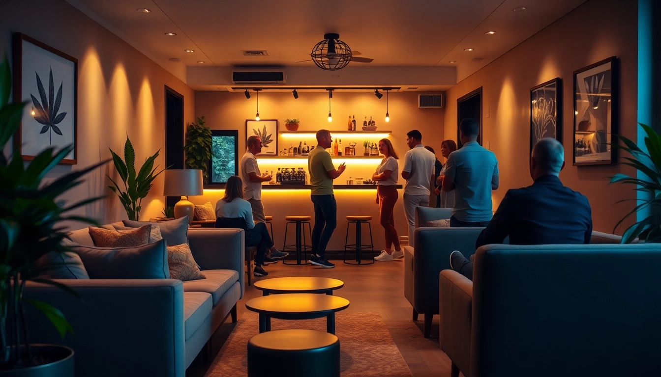 Découvrez l'ambiance accueillante du The Corner Cannabis Club Madrid, avec des membres engagés dans des conversations amicales.