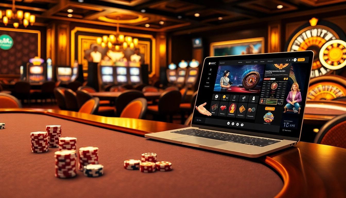 KJC's dynamic online casino experience featuring vibrant gaming tables and interactive interfaces.