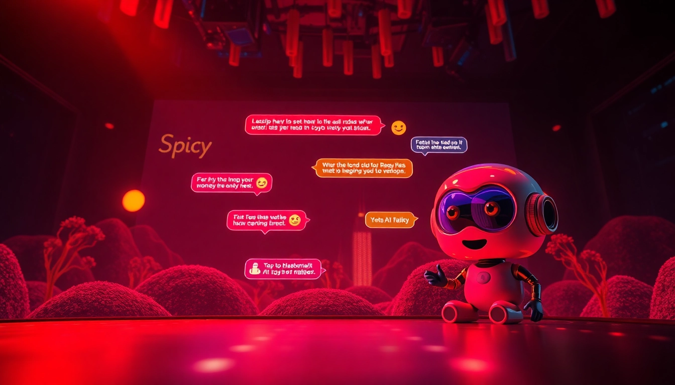 Engaging AI chatbot interaction scene portraying spicy ai themes with vibrant characters.