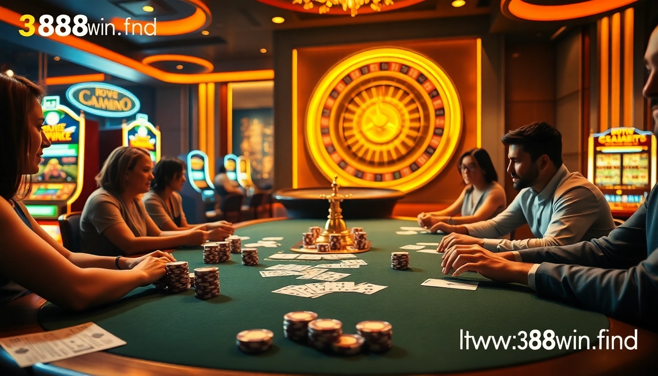 Engaging poker players at https://98win.fund showcasing a thrilling casino atmosphere.