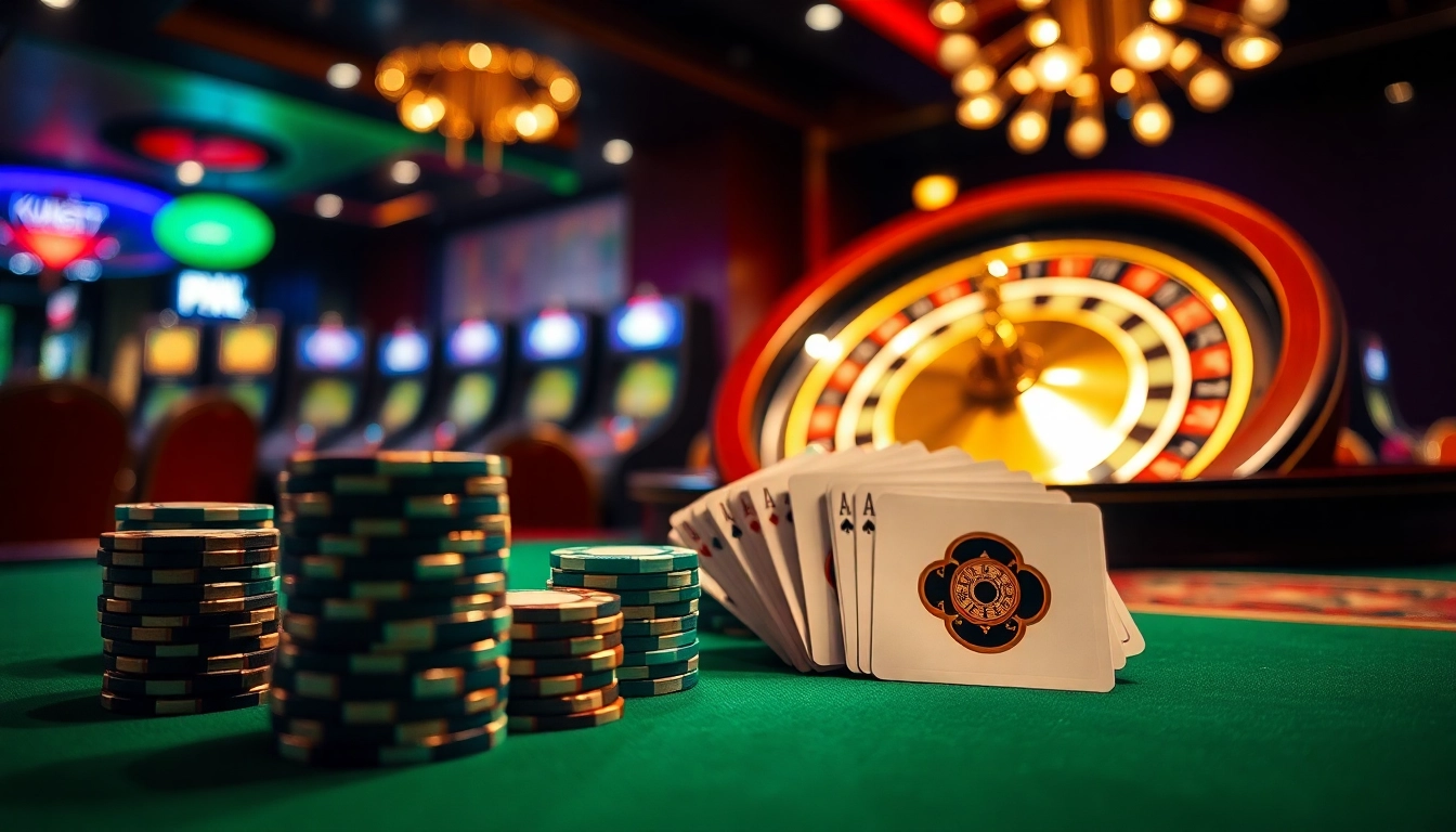 Experience high-stakes excitement at KUBET77's poker table with vibrant chips and cards.