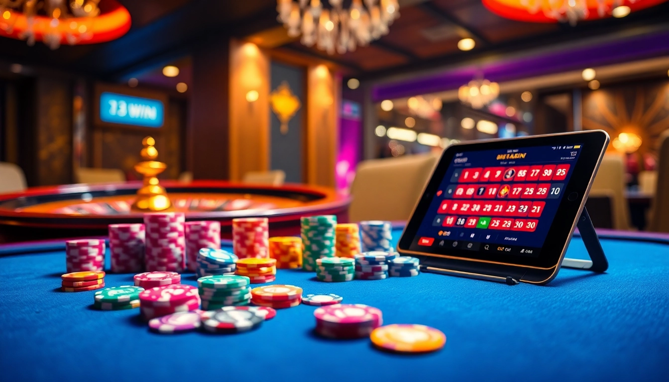 Engage in high-stakes action at nhà cái 13Win with vibrant casino tables and an electrifying atmosphere.