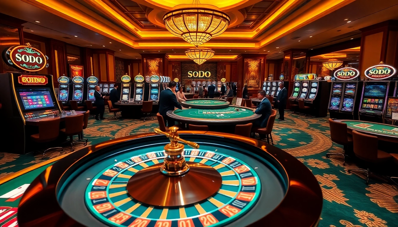 SODO casino gaming scene showcasing luxury tables and vibrant atmosphere.