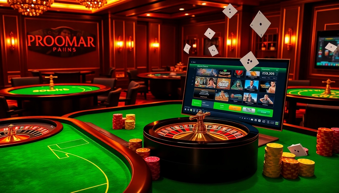 Engaging in Đăng Ký S8 at a luxurious casino, showcasing a vibrant atmosphere with poker chips and roulette wheel.