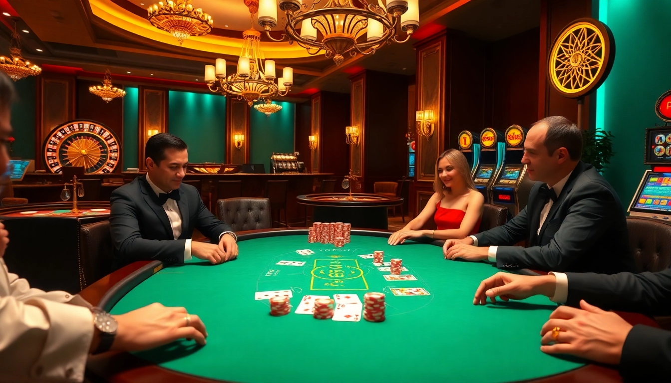 Experience high-stakes poker at SOIBET - vibrant casino scene showcasing luxury and excitement.