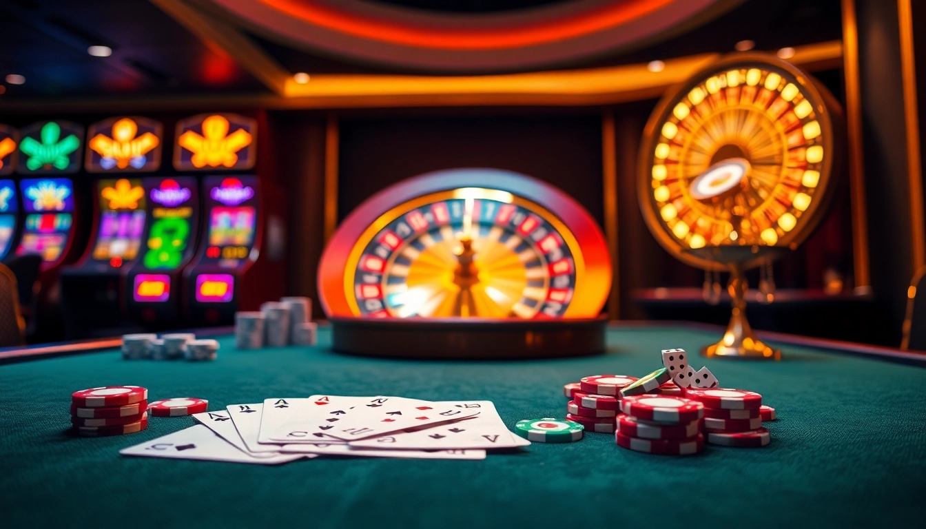Experience the thrill of gaming at hay.win with vibrant poker chips and a roulette wheel.