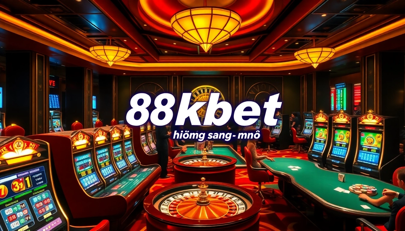 Players enjoying gaming at 8kbet hiện đang mở, showcasing vibrant casino elements and excitement.