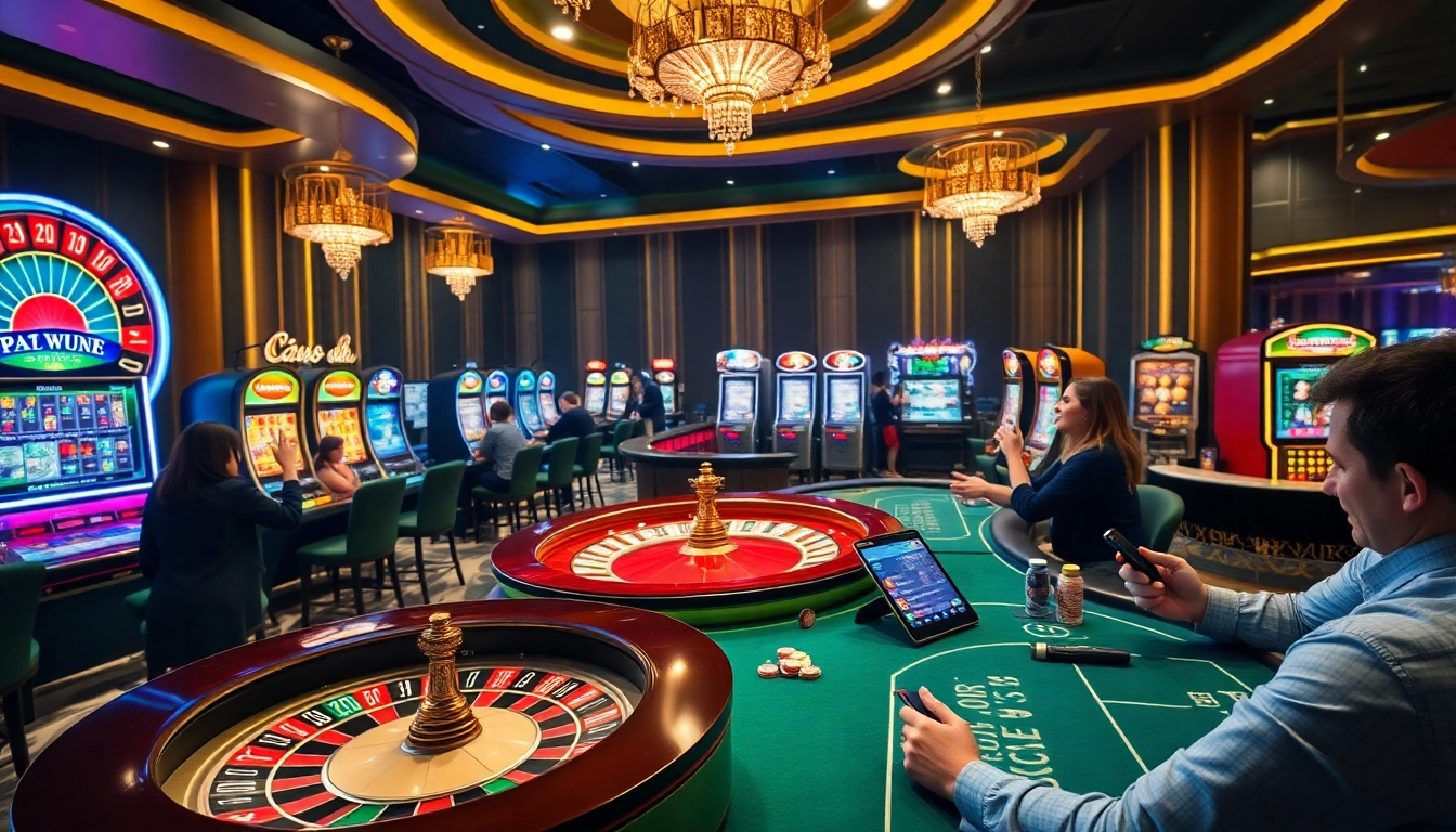 Thrilling gaming atmosphere at XX88 casino with roulette and excited players.