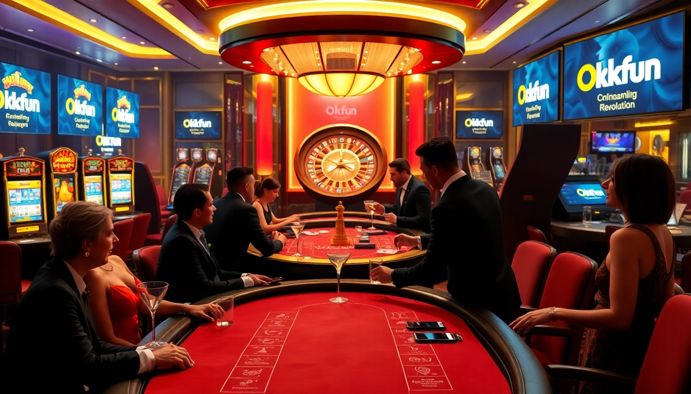 Experience excitement at Okfun's high-stakes poker and vibrant casino games in a luxurious setting.