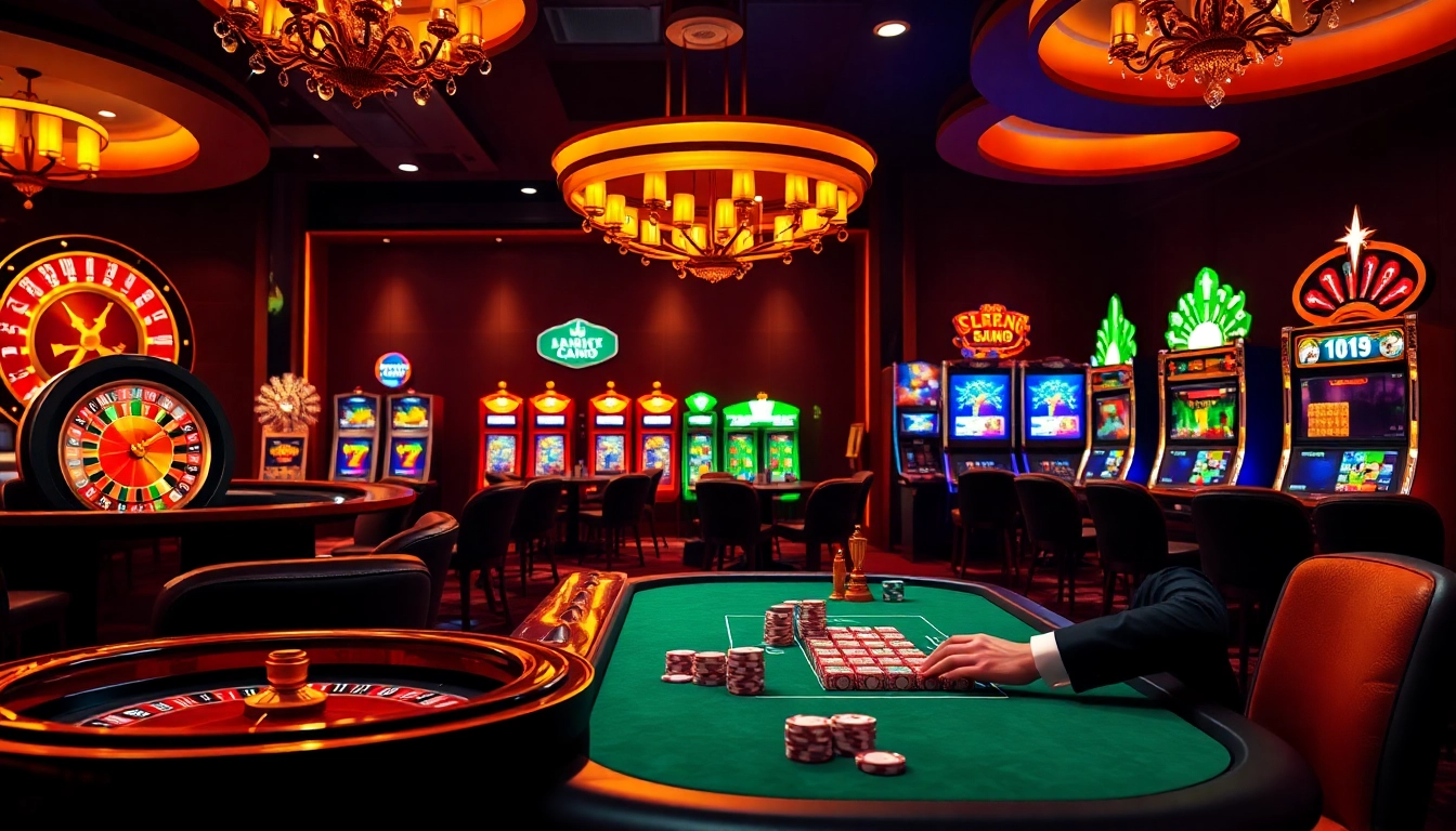 Experience the excitement of G28 with vibrant slot machines and a luxurious poker table.