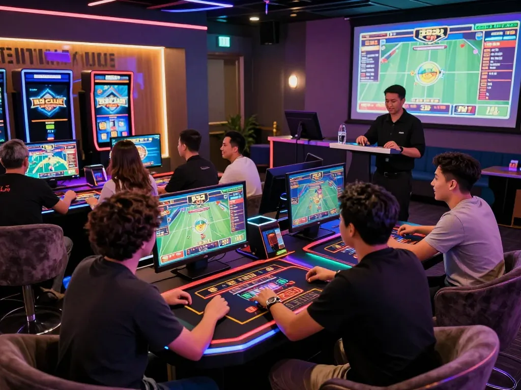 B52 Club không bị chặn - Exciting players immersed in live games in a vibrant online gaming lounge