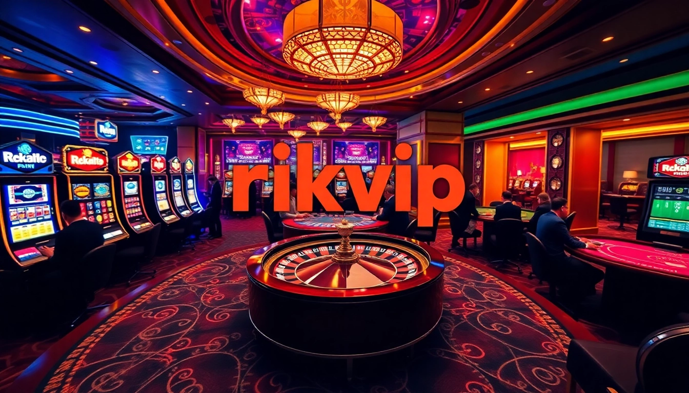 Experience thrilling online gaming at rikvip with vibrant casino tables and exciting slot machines.