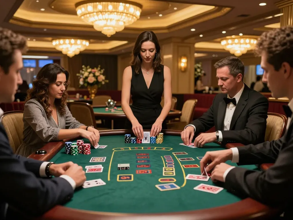 Dynamic gameplay at g28-t1's blackjack table, showcasing players and dealer interactions.