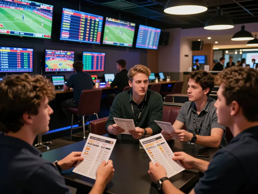 Engaged bettors analyzing the latest matches and betting odds at Bongdallu sportsbook
