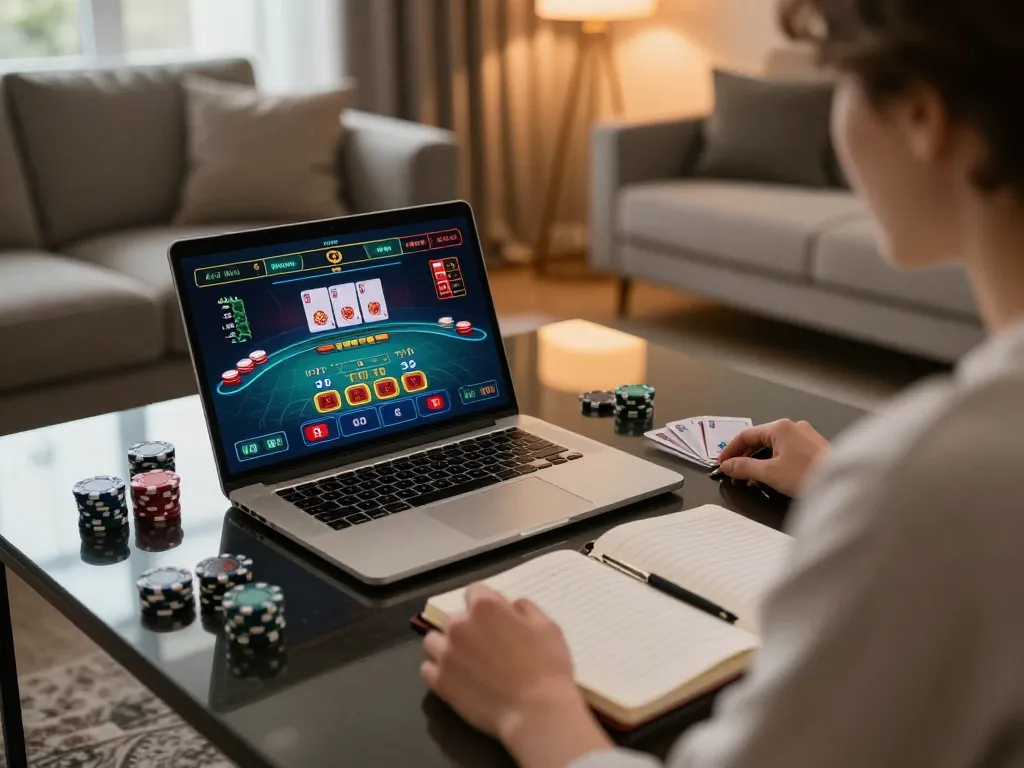 Engage in strategic gameplay with tr88 on a modern laptop in a cozy gaming setup