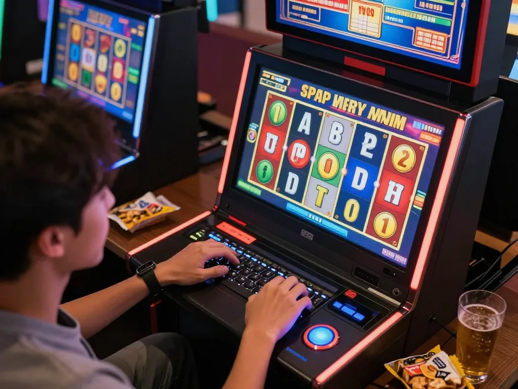 Engaging online slot gaming scene illustrating the thrill of Slot Malaysia play from a cozy home setup.