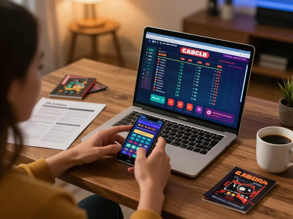 Player enjoying 88clb casino app on smartphone at cozy home setup, strategic gaming environment.