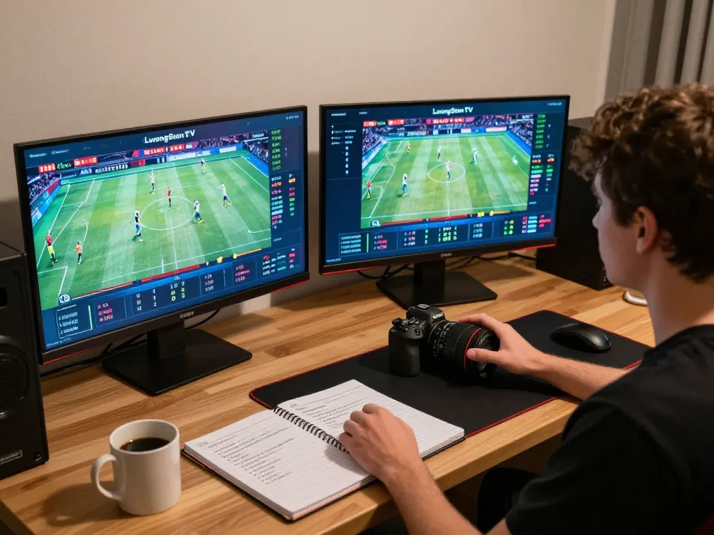 Engaging in live betting on Luongsontv with multiple screens displaying sports matches and odds.