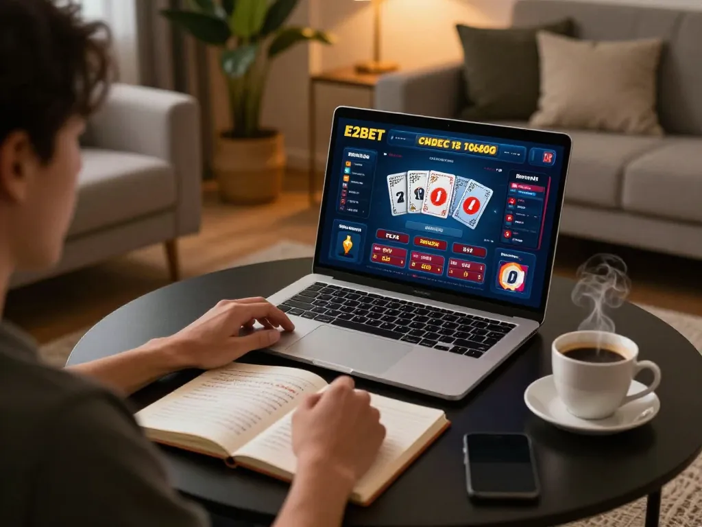 E2BET online gaming session showcasing player focused on casino gameplay strategies
