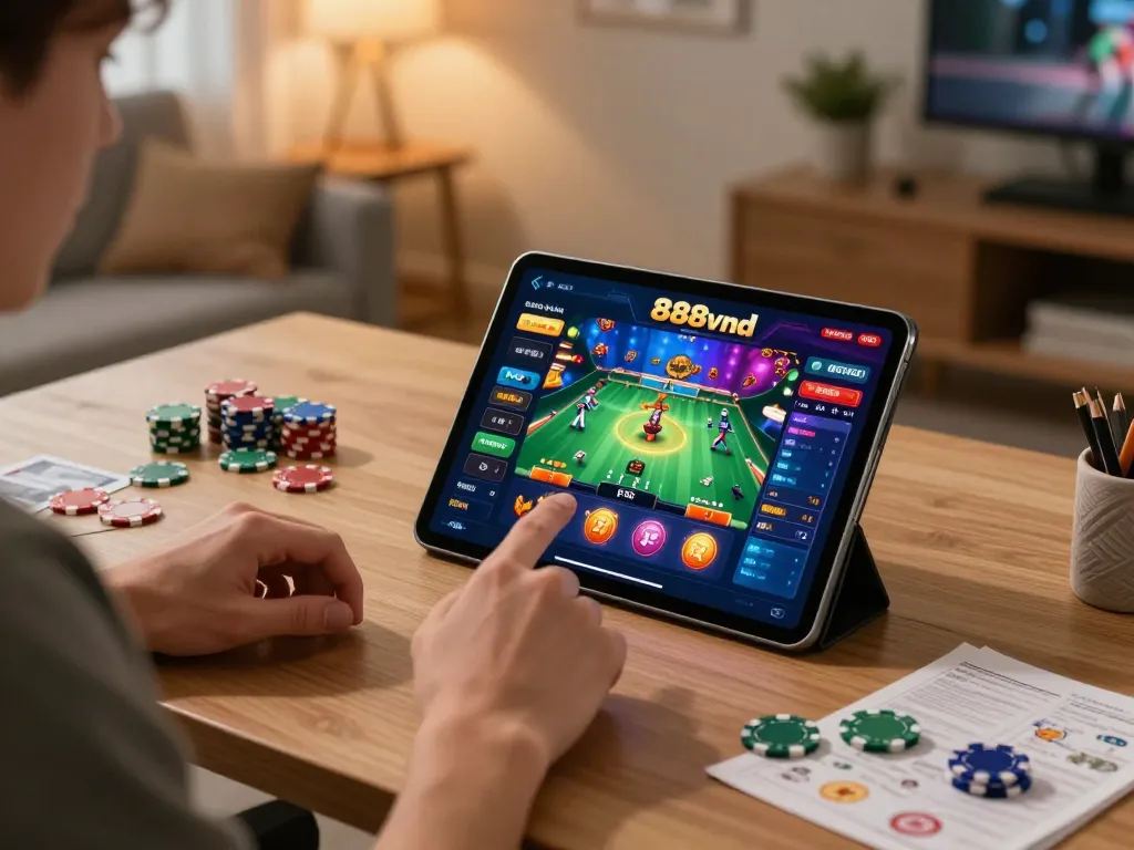 Play exciting games on the 888vnd casino app while enjoying a cozy home setup.
