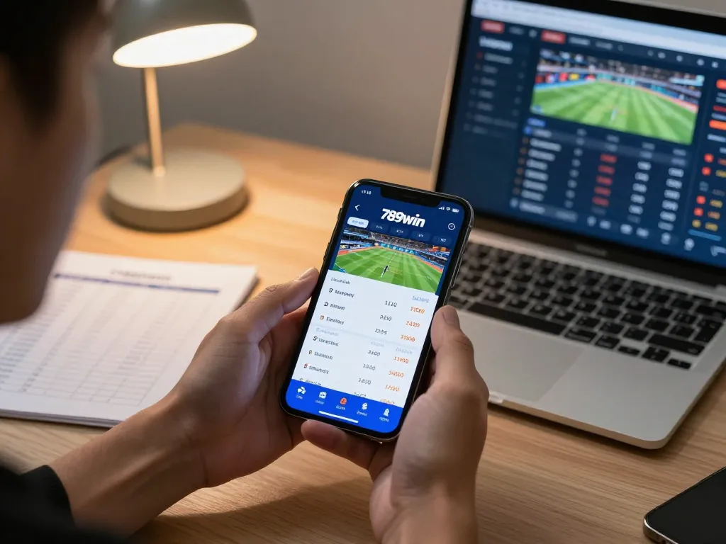 Place bets on the 789win app showcasing live sports odds in a modern setting