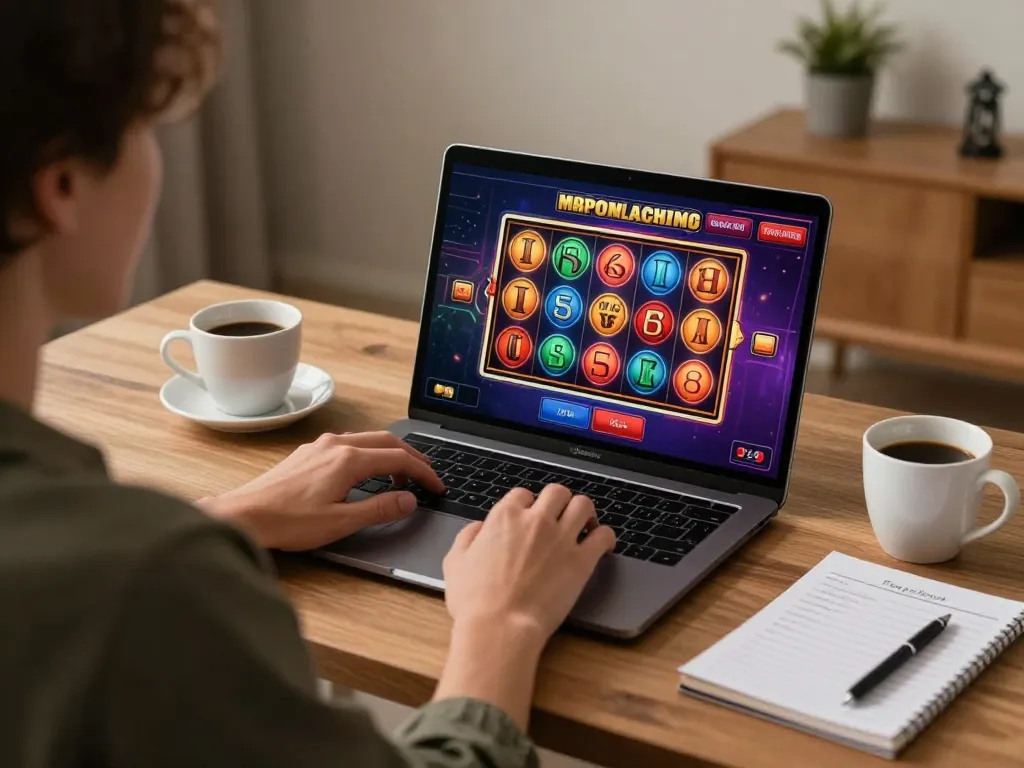 Player enjoying an online casino game on a laptop at home, showcasing TG88 platform.