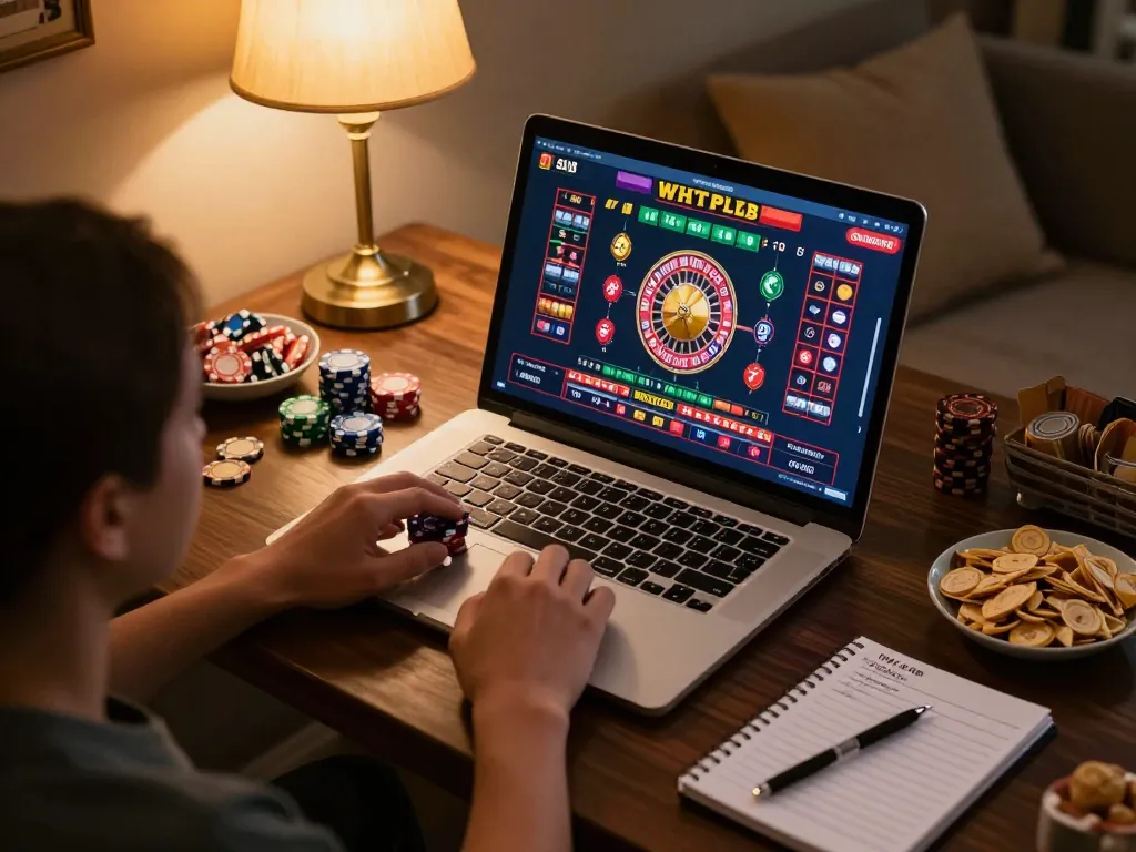 Player enjoying hitclub roulette at home with detailed betting options visible