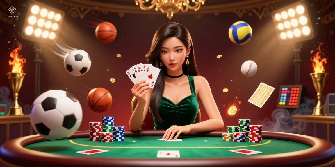Experience the excitement of TT88 game with a stunning 3D poker illustration capturing strategic gameplay and dynamic sports elements.