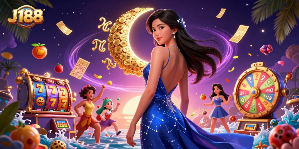 Experience thrilling gameplay at J188 with vibrant slot reels and dazzling casino elements.