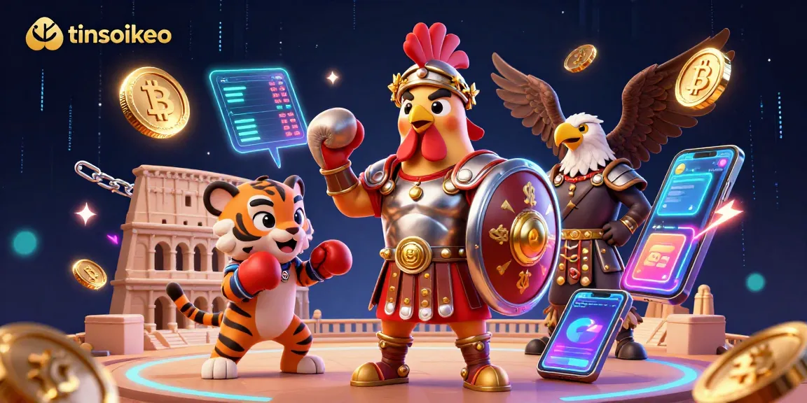 Experience thrilling gameplay with tinsoikeo in a packed arena featuring a gladiatorial rooster and dynamic gaming elements.