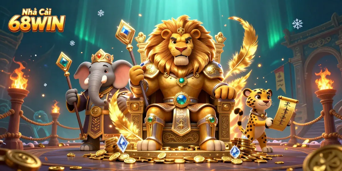 Experience exhilarating wins at Nhà Cái 68WIN with vibrant casino-themed characters and rich gaming visuals.