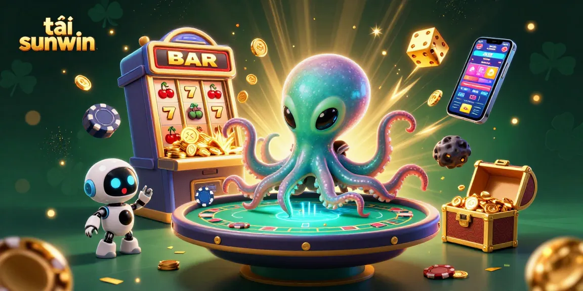 Play and win at tải sunwin with a colorful 3D casino scene featuring an alien octopus and exciting gameplay elements.