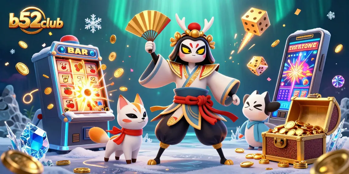 Engage in thrilling gameplay at b52club with vibrant slot machines and a dynamic casino scene.