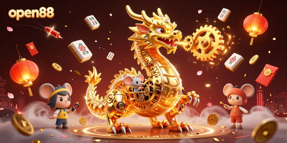 Experience thrilling action with open88’s golden dragon and vibrant casino elements, showcasing online gambling excitement.