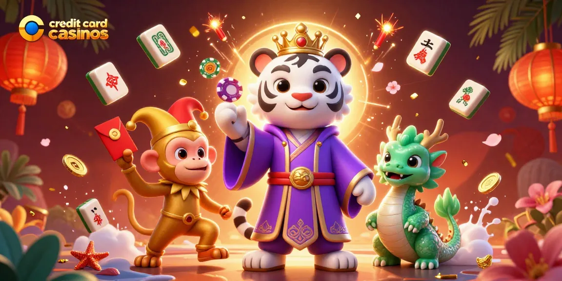 Engage in thrilling adventures at credit card casinos with lively characters and casino-themed elements.